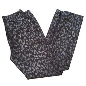 MESMERIZE Black & Gray Metallic Leopard Print Straight Leg Pants